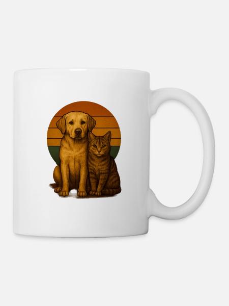 Labrador und Katze - Tasse - Weiß