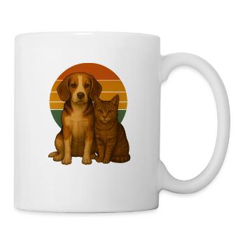 Beagle und Katze - Tasse - Weiß - Rechts