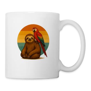 Faultier und Papagei - Tasse - Weiß - Rechts