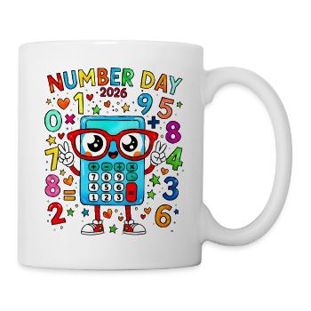 Mascotte calculatrice du Jour des Chiffres 2026 - Mug blanc - blanc - Droite