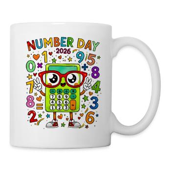 Mascotte Calculatrice du Jour des Numéros 2026 - Mug blanc - blanc - Droite