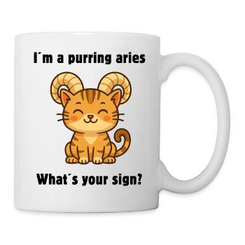 Cute Aries Cat – Strong Zodiac Sign Design - Mug - white - Right