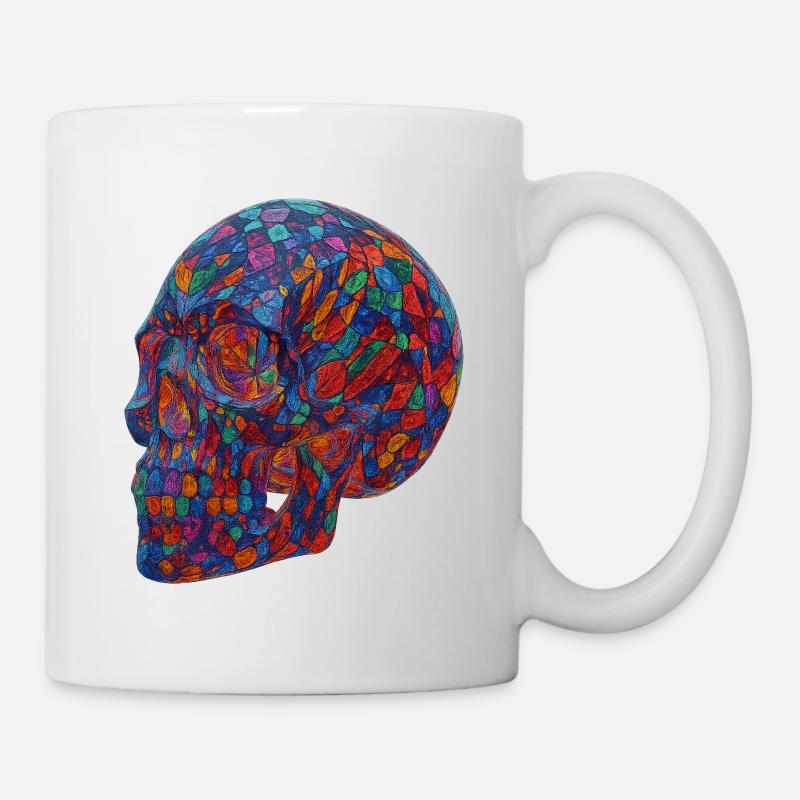 Colorful Mosaic Skull - Mug - white