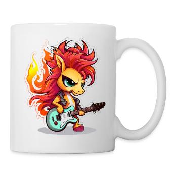 Flammenrock Pony mit Gitarre - Tasse - Weiß - Rechts