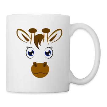 Niedliches Cartoon-Giraffengesicht Große blaue Augen Safari Wil - Tasse - Weiß - Rechts