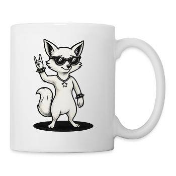 Renard berçant avec lunettes de soleil signe de main - Mug blanc - blanc - Droite