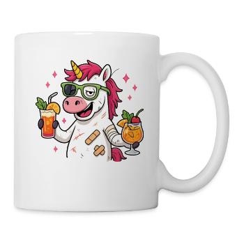 party einhorn, cocktail verkatert Shirt  - Tasse - Weiß - Rechts