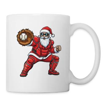 Graphique de Noël du Catcher de Père Noël pour un fan de sport - Mug blanc - blanc - Droite