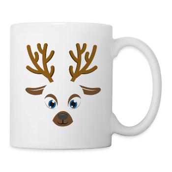 Rentiergesicht niedliches Weihnachts-Weihnachtstier - Tasse - Weiß - Rechts