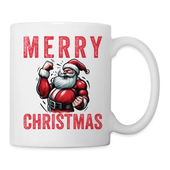 Frohe Weihnachten, Weihnachtsmann für das Turnen - Tasse - Weiß - Rechts