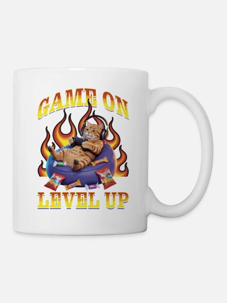 Funny Gaming Gamer Cat - Tasse - Weiß