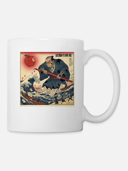 試験の終焉 Samurai Kampf Gegen Schulprüfungen - Tasse - Weiß