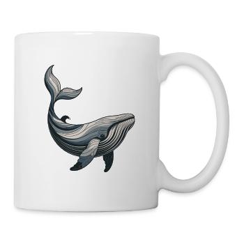 Baleine en ligne : conception de la baleine bleue - Mug blanc - blanc - Droite