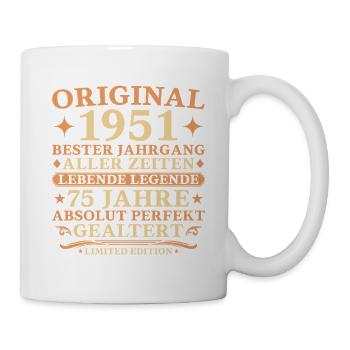 Original 1951 Baujahr 75. Geburtstag Geschenk - Tasse - Weiß - Rechts