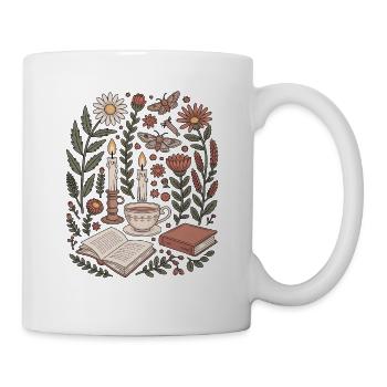 Dark Cottagecore Hexen Tee Und Bücher - Tasse - Weiß - Rechts