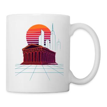 Neon Skyline trifft antike Säulen - Athen - Tasse - Weiß - Rechts