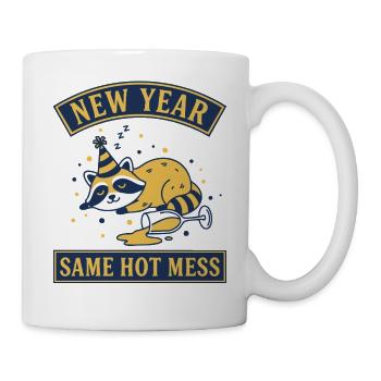 New Year Same Hot Mess Funny Raccoon Design - Mug - white - Right