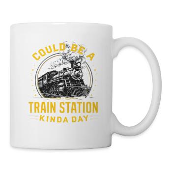 Locomotive à vapeur Station Day – Style rétro - Mug blanc - blanc - Droite
