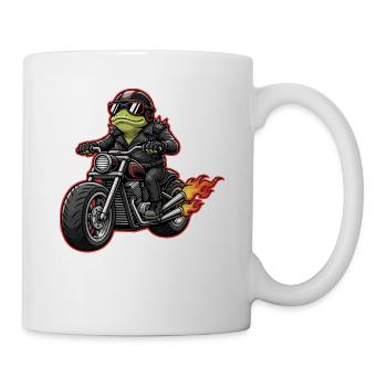 Frosch Biker im Lederjacke Style - Tasse - Weiß - Rechts