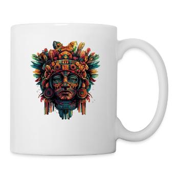 Aztekische Maske mit Federn - Tasse - Weiß - Rechts