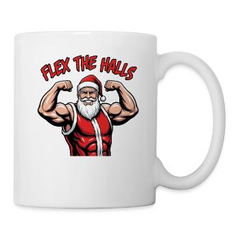 Flex The Halls Santa Gym Christmas Funny Workout - Mug - white - Right