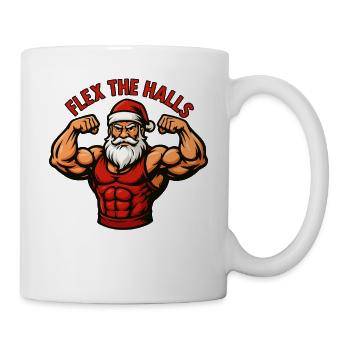 Flex The Halls Santa Gym Christmas Funny Workout - Mug - white - Right