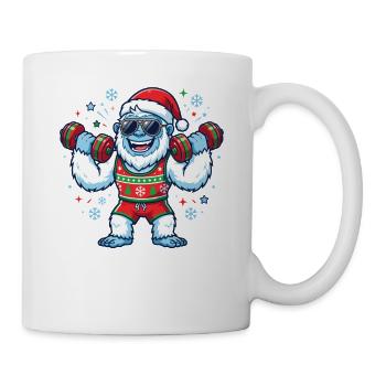 Yéti de Noël, haltérophile, gym, - Mug blanc - blanc - Droite