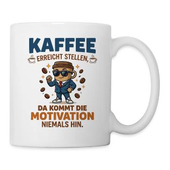 Coffee vs. Motivation – Fun Business Design - Mug - white - Right