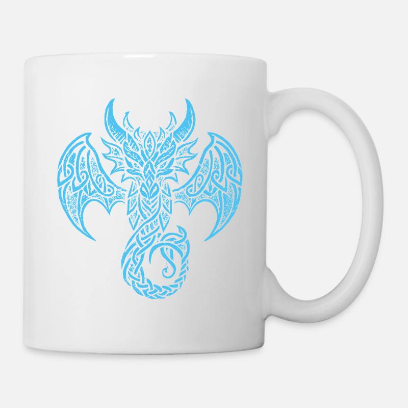 Norse Design Mythical Dragon Warrior - Mug - white