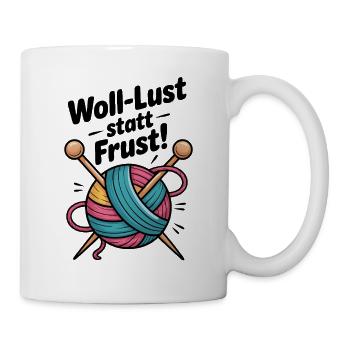 WoolLust, instead of frustration, knitted motif, colourful - Mug - white - Right