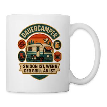 dauercamper grill spruch camping, geschenkidee - Tasse - Weiß - Rechts