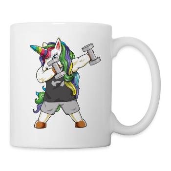 Dabbing Bodybuilder Unicorn Gym Fitness Workout - Mug - white - Right