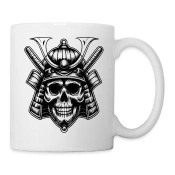 Emblème du guerrier samouraï au crâne - Mug blanc - blanc - Droite