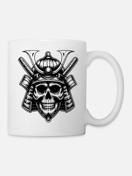 Schädel Samurai Krieger Emblem - Tasse - Weiß