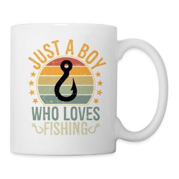 Youth Fishing Camo Bass Fish Just A Boy Who Loves  - Tasse - Weiß - Rechts