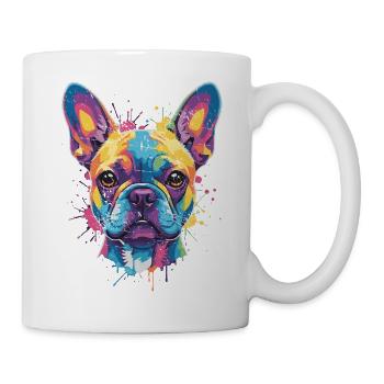 Mehrfarbige Bulldog-Hundepop-Kunst - Tasse - Weiß - Rechts