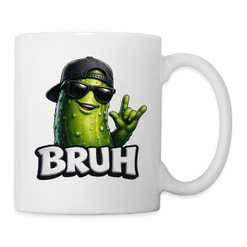 Cucumber Meme BRUH with Sunglasses - Mug - white - Right