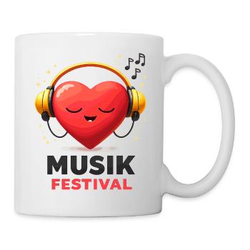 Herzbeat Festival with headphones - Mug - white - Right
