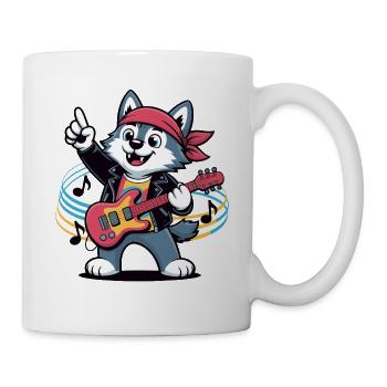 Rockwolf mit rotem Bandana - Tasse - Weiß - Rechts