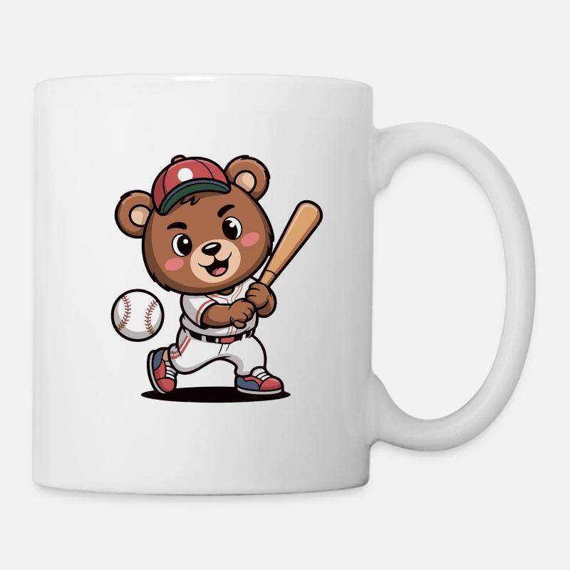 Héros ours sur une batte de baseball - Mug blanc - blanc