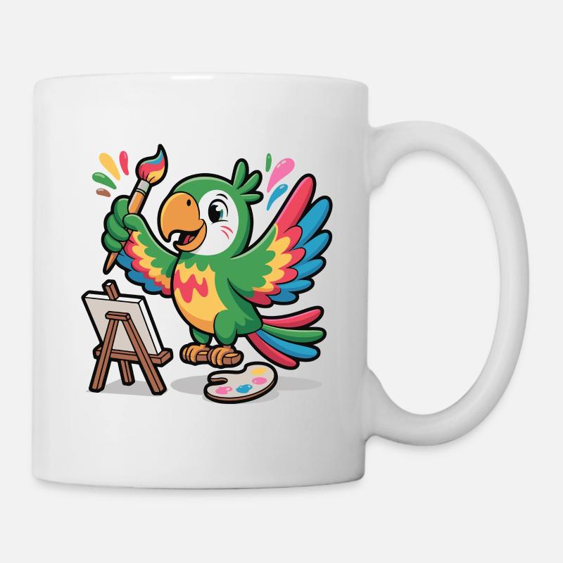 Perroquet coloré avec un pinceau - Mug blanc - blanc