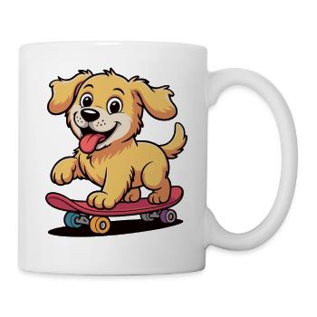 Skateboard Hund Cartoon - Tasse - Weiß - Rechts