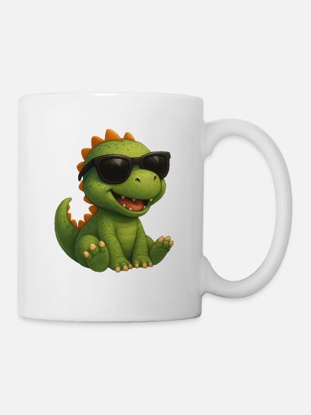 Dinosaurier mit Sonnenbrille - Tasse - Weiß