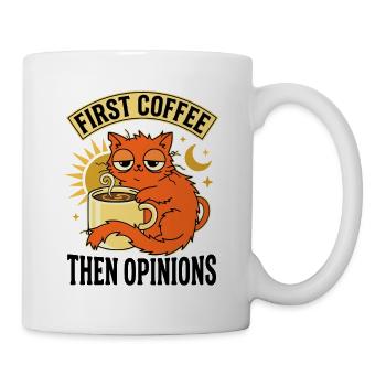 First Coffee Then Opinions Sleepy Cat Cute Funny - Mug - white - Right