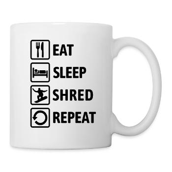 Eat Sleep Shred Repeat - Snowboard fahren - Tasse - Weiß - Rechts