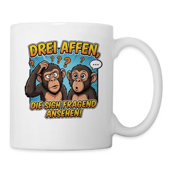 Drei Affen Verwirrung – Lustiges Comic Design - Tasse - Weiß - Rechts