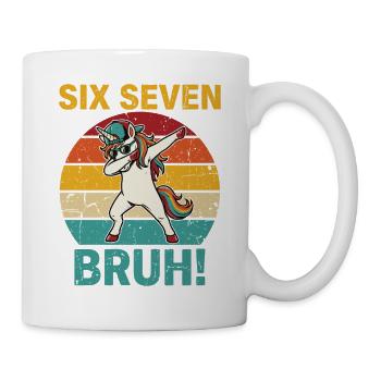 Six Seven Bruh! – Cool dabbing unicorn meme - Mug - white - Right