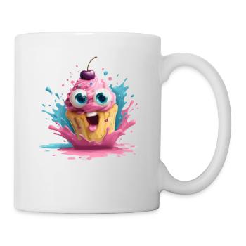 Colorful cupcake with face - Mug - white - Right