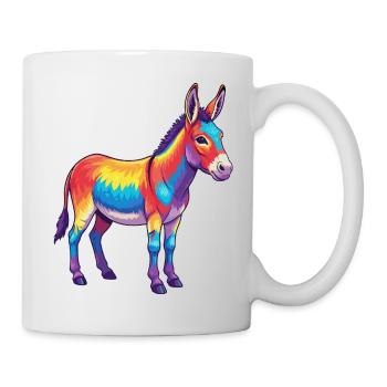 Colorful Donkey Rainbow Pop Art Watercolor - Mug - white - Right