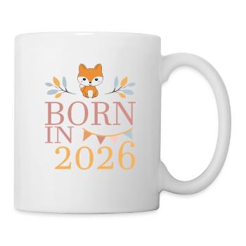 Baby Geboren in 2026 Born in 2026 Süßer Fuchs - Tasse - Weiß - Rechts